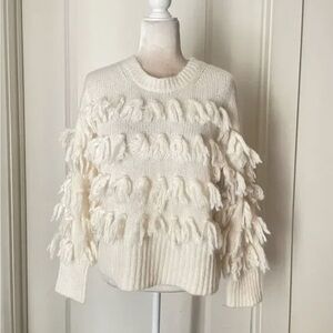 Fringe Detail Cream Sweater